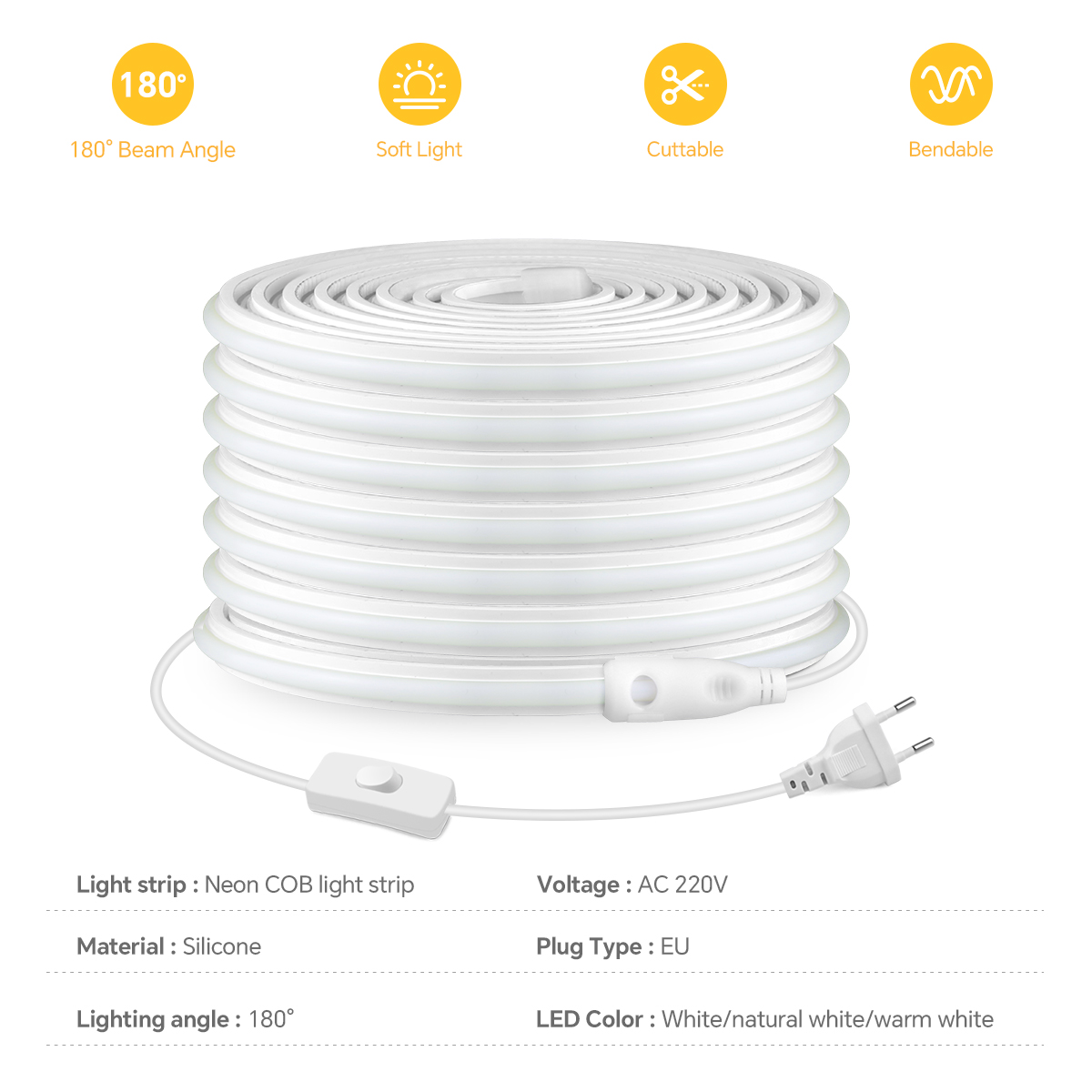 220V COB Led Strip High Densit - Outdoor Power Strip Weatherproof review and price
